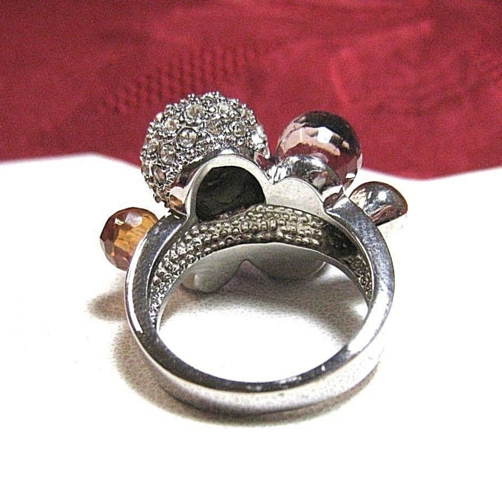 CLEAR RHINESTONE ROUND BALLS PURPLE RING SIZE 8.25 - Picture 2 of 3